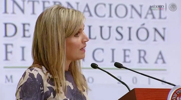 Queen Maxima attended the conference at National Palace in Mexico City. President Enrique Pena Nieto