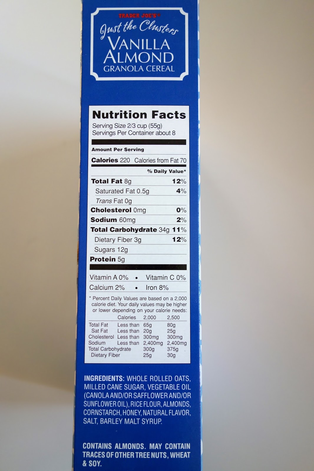 Trader Joe's Just the Clusters Vanilla Almond Granola Cereal and