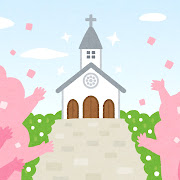 結婚式が開かれる教会のイラスト（背景素材）