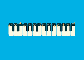 Ilusion optica camiseta piano pingüinos