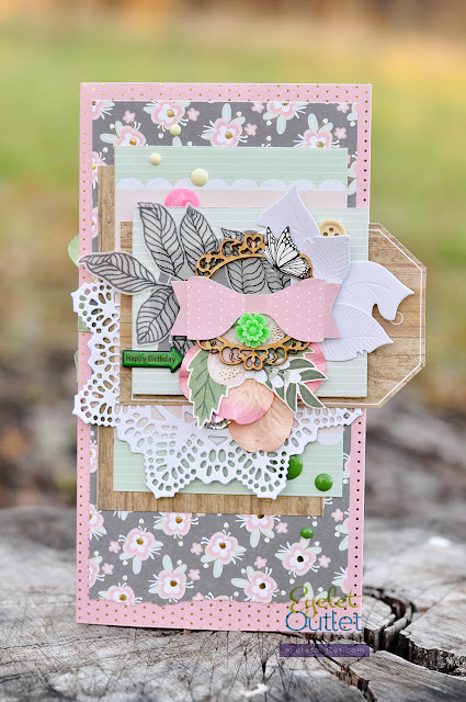 Happy Birthday | Eyelet Outlet @akonitt #card #cards #envelope #by_marina_gridasova #cardmaking #eyeletoutlet #enamels #enameldots #brads #dcwv #scrapbooking