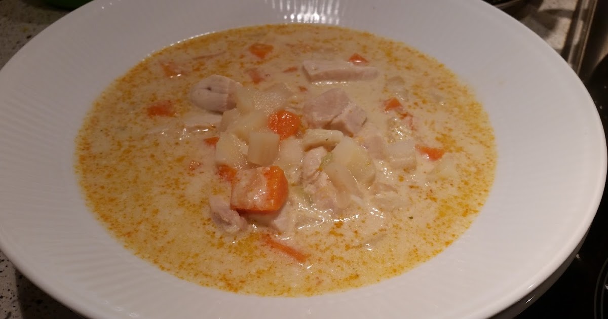 Sundt og lækkert Kyllingesuppe med rodfrugter og kokosmælk
