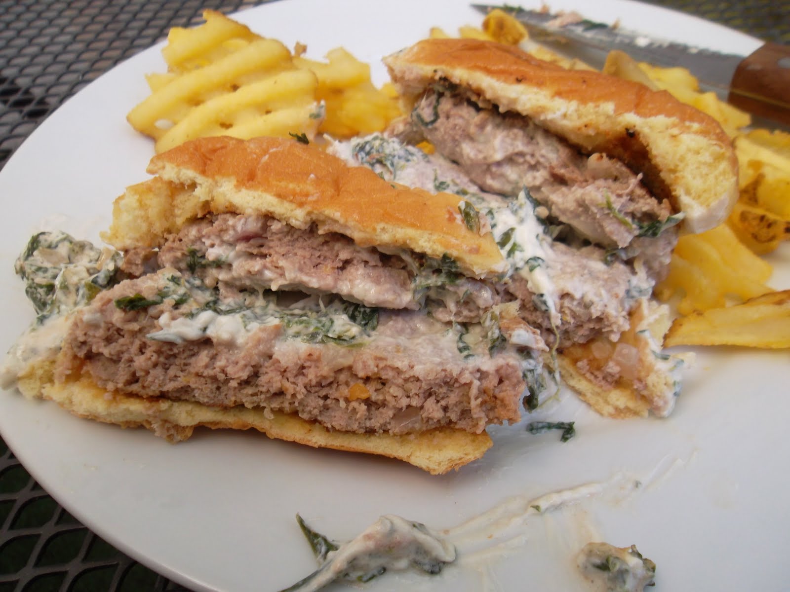 Goat cheese stuffed burgers