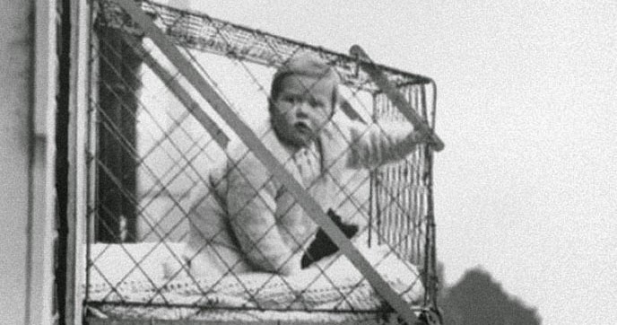 Apartment Building Baby Cages baby cages in an apartment building, ca. 1937 ~ vintage everyday Apartment Building Baby Cages baby cages in an apartment building, ca. 1937 ~ vintage everyday