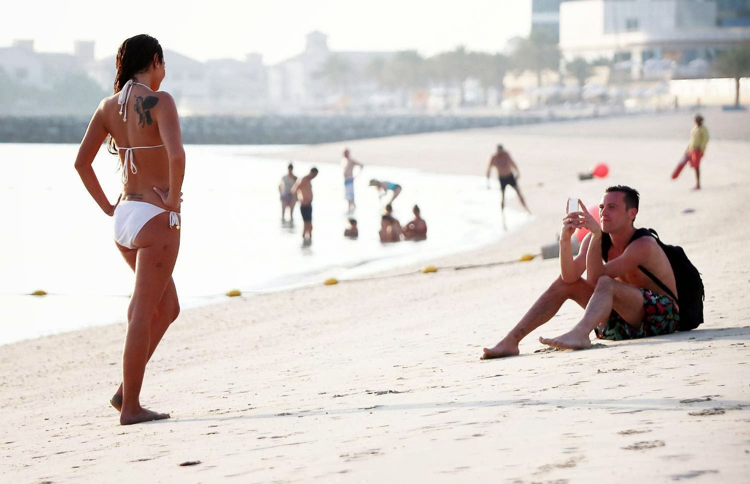 Tulisa Contostavlos Flashing Camel Toe In White Bikini in Dubai ...