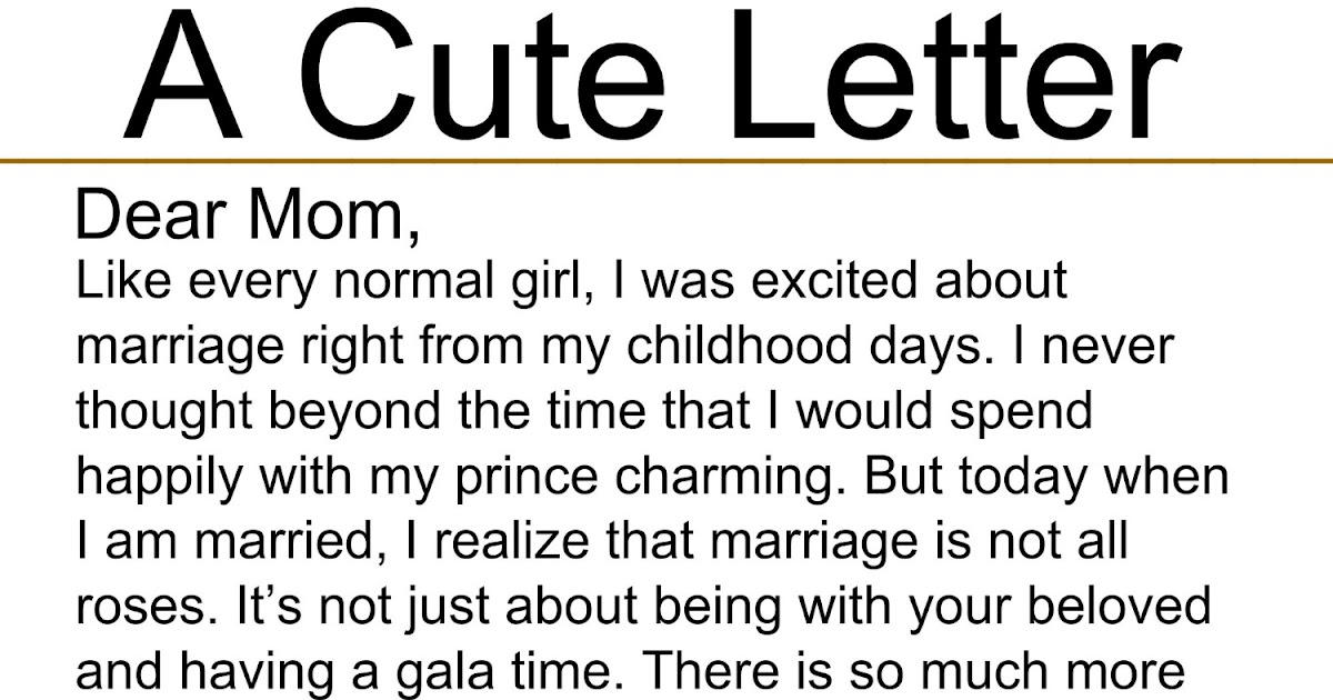 Awesomequotes4u a cute letter from a newly married girl to her mother