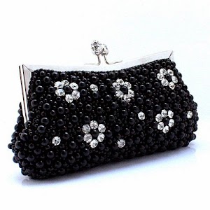 MZZ BEA096 Stunning Fully Beaded & Rhinestoned Bridal Handbag Party Evening Purse Wedding Clutch Holiday Gift-more colors (black)
