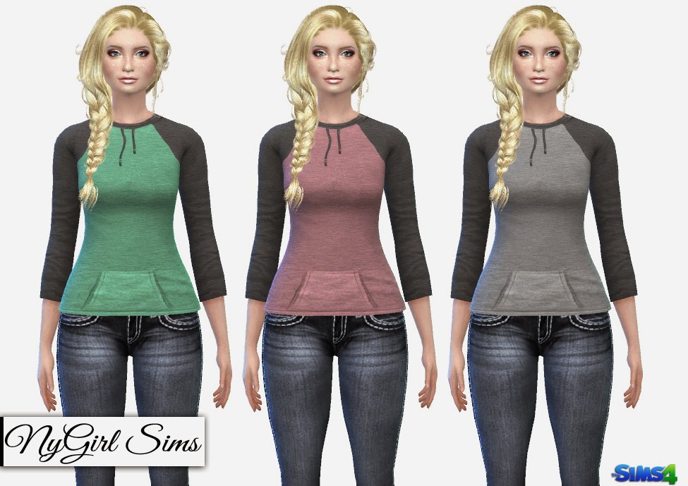 NyGirl Sims 4: Hooded Pullover Shirt with Ties
