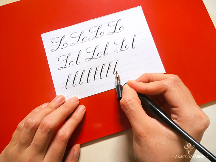 caligrafia copperplate cursiva inglesa aprende escribir letra L