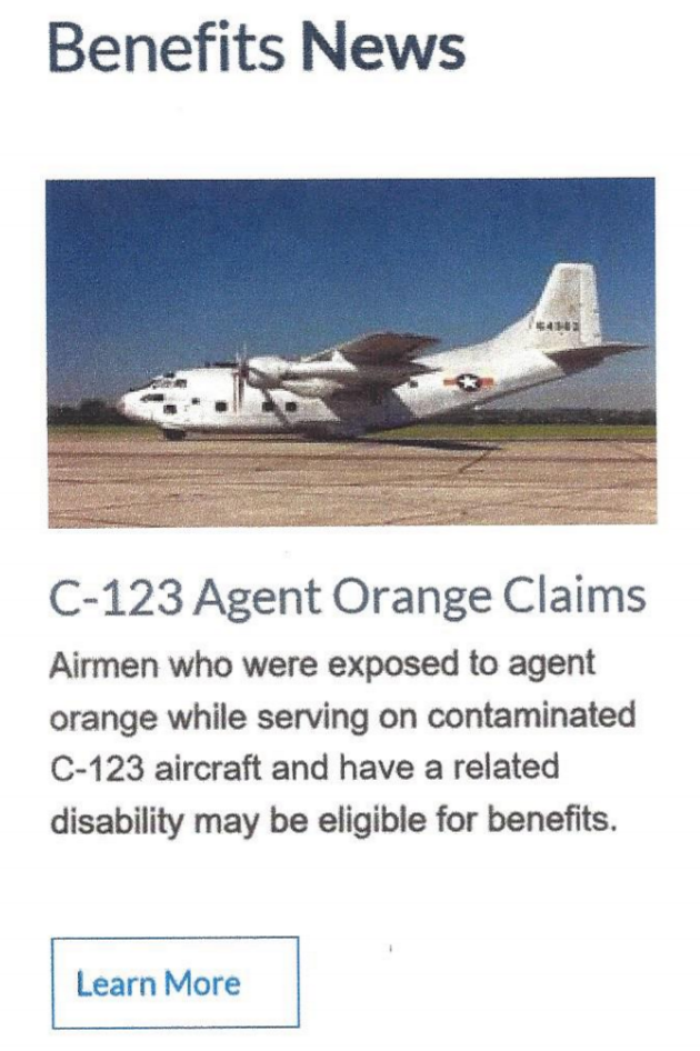 Agent Orange C123K Aircrew & Maintainers VA now honors our Agent