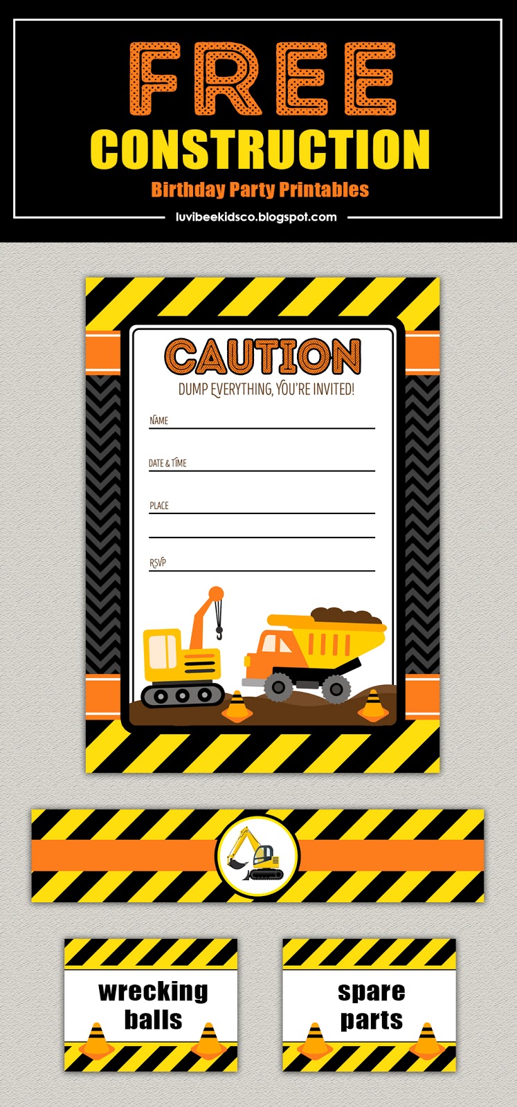 Free Construction Birthday Party Printables