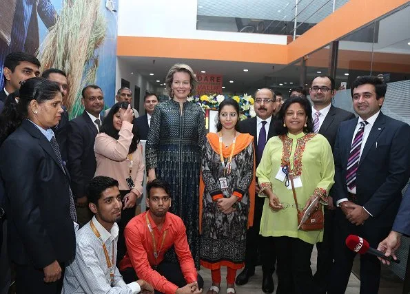 Queen Mathilde wore Dries Van Noten dress and Natan lace dress. Mahatma Gandhi, Ram Nath Kovind and Savita