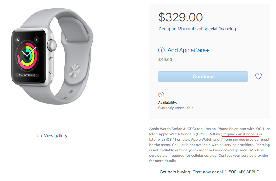 apple watch series 3 iphone compatibility