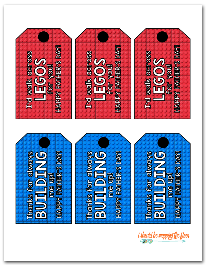 Free Printable Father's Day Gift Tags with a fun LEGO theme!