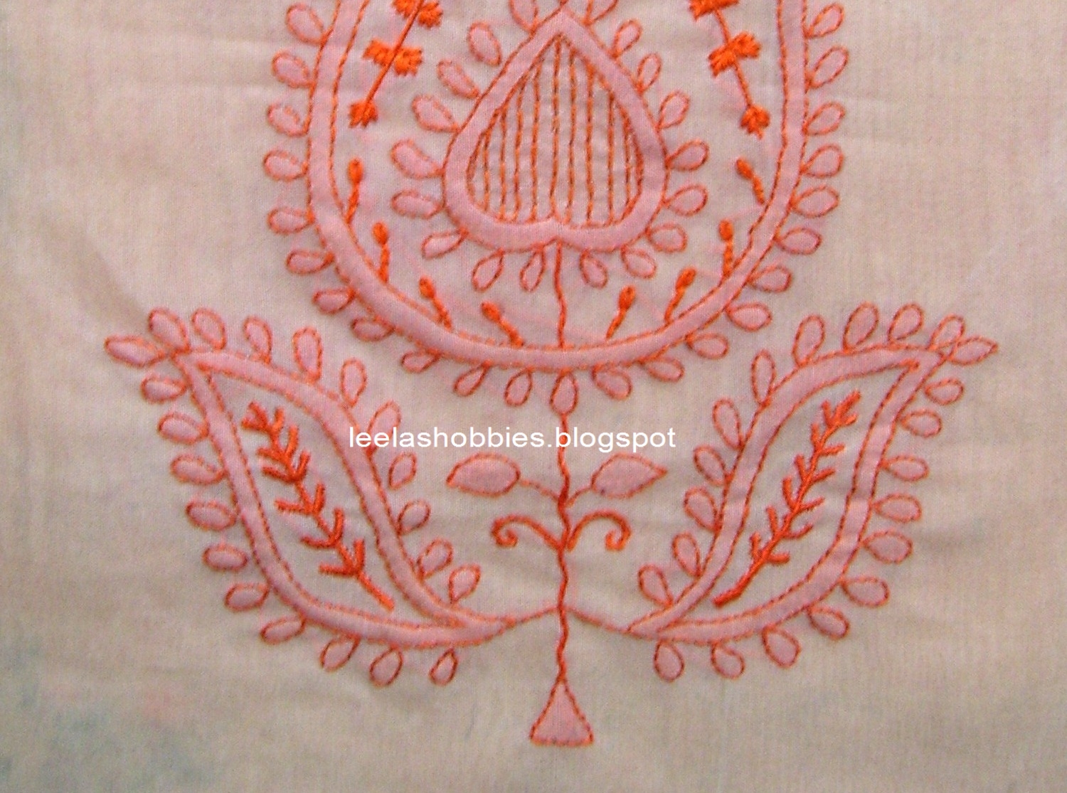Long Peach Cutwork Chikan Hand Embroidery Set