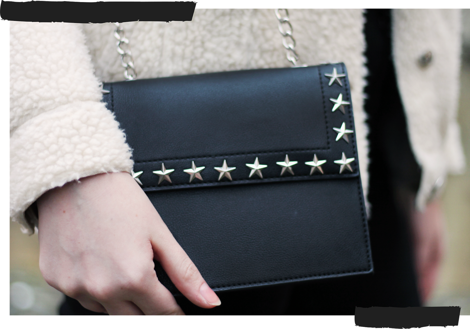 ASOS Missguided black cross body bag with silver star stud detail