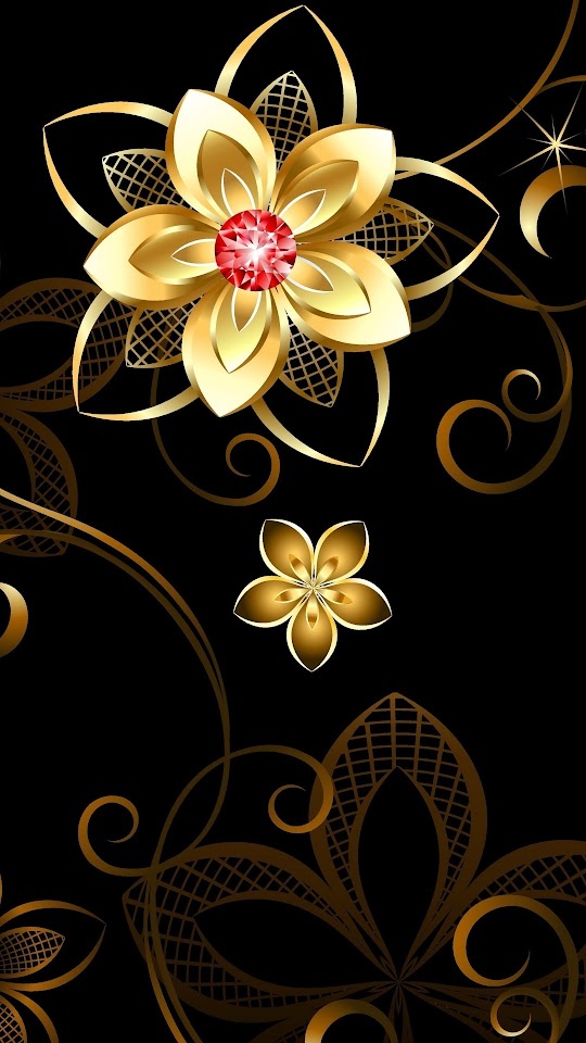 3D Golden Flower Galaxy Note HD Wallpaper
