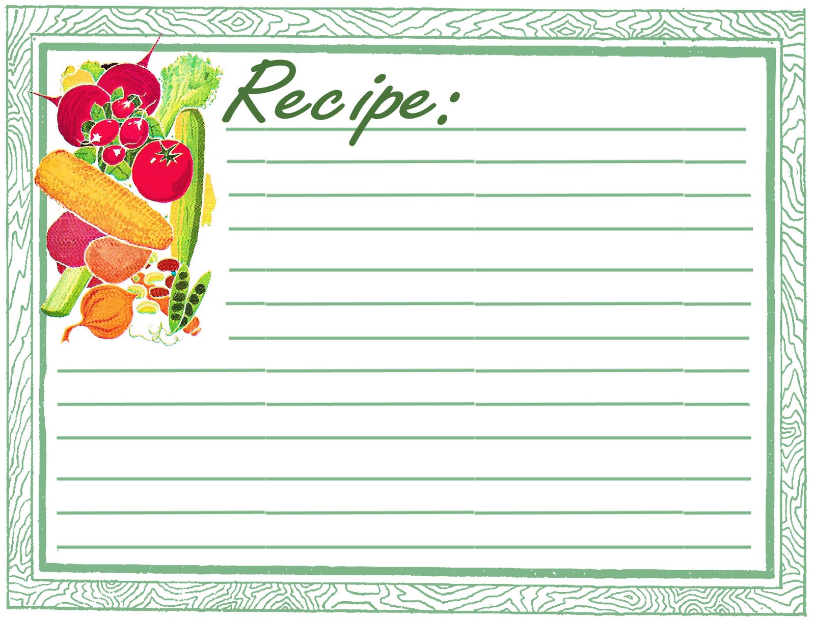 The Graphics Monarch Printable Recipe Card Design Vegetable Meal