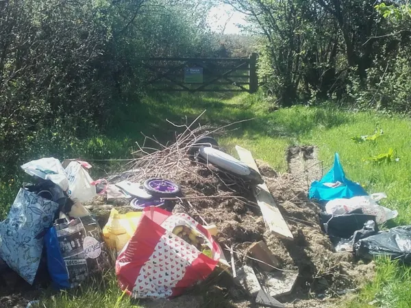 The fly-tipped rubbish recently found at Devon Wildlife Trust’s Meresfelle nature reserve