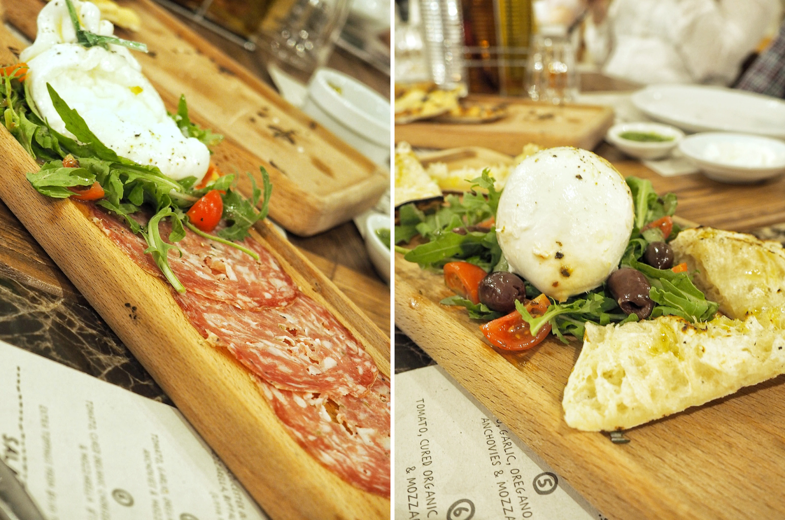 Franco Manca bites antipasi mozzerella salami Franco Manca bites antipasi mozzerella salami