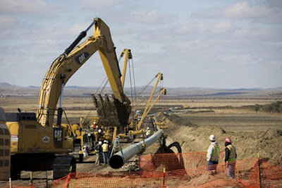 Dakota Access Pipeline Construction bulldozer and pipeline construction in North Dakota