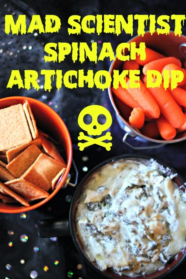 Halloween Snacks: Mad Scientist Spinach Artichoke Dip #SpookySnacks #Shop