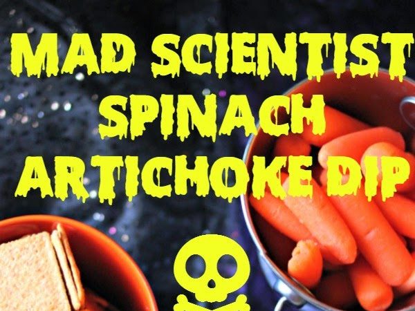 Halloween Snacks: Mad Scientist Spinach Artichoke Dip