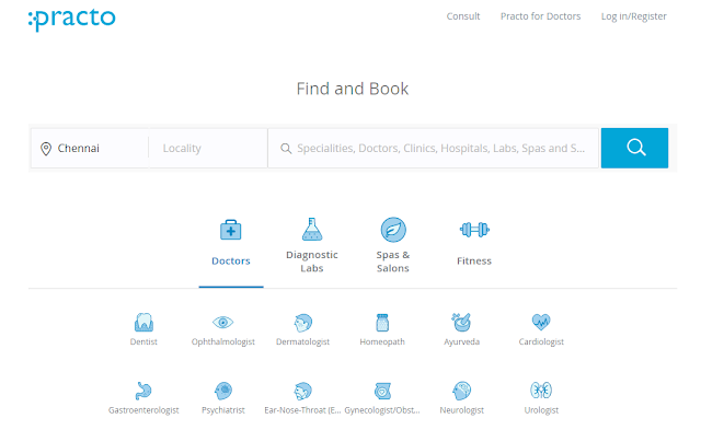 Practo Website Practo Website homepage