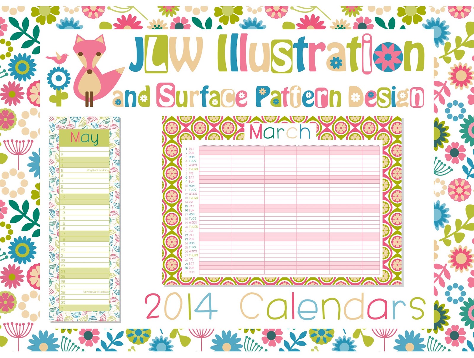 J.L.W Illustration Kickstarter Project Launch 2014 Calendars