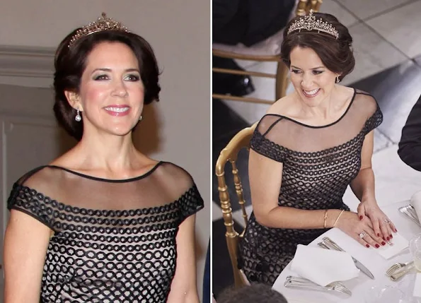 Crown Princess Mary wore a new diamond tiara at the gala dinner. 