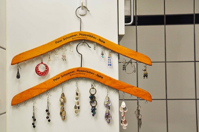 Vintage hangers as jewelry holders