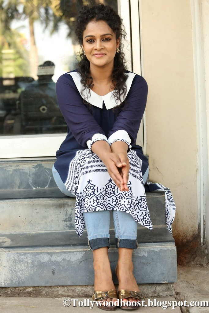 Telugu Actress Sonia Stills At Movie Trailer Launch In Blue Dress
