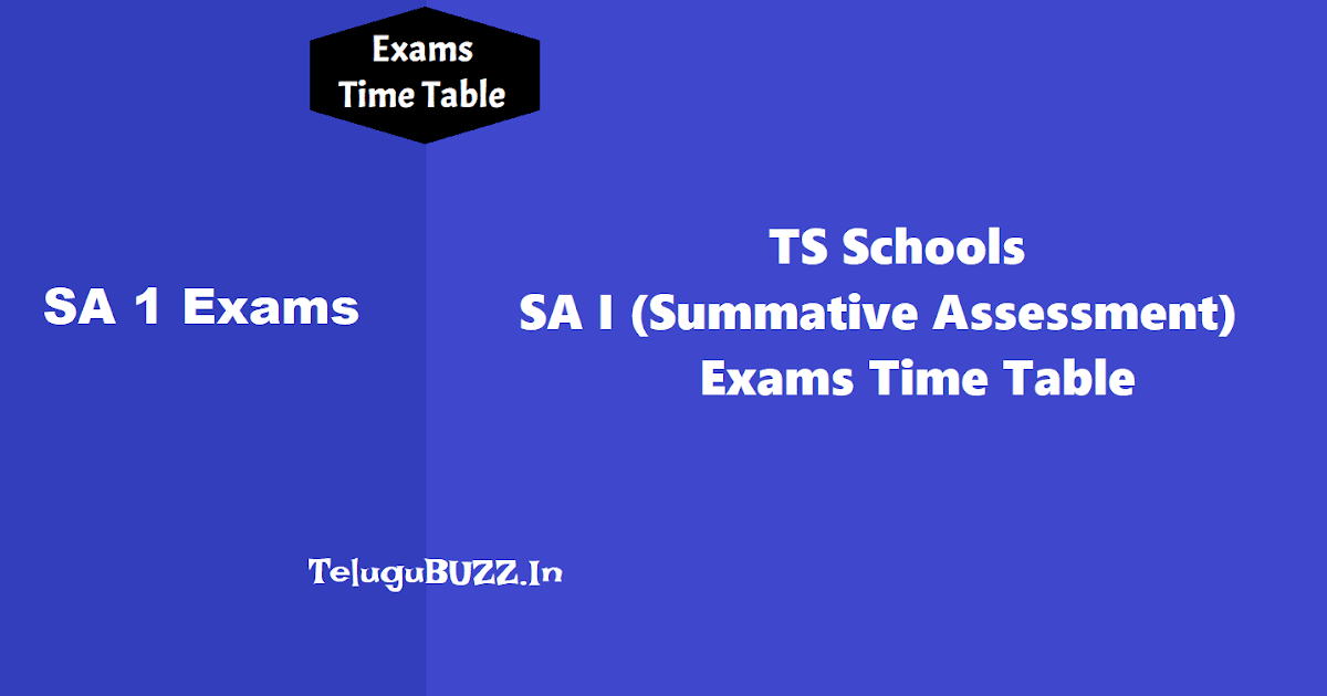 TS Schools SA 1 Exams Time Table 2019 (Summative Assessment I Exams