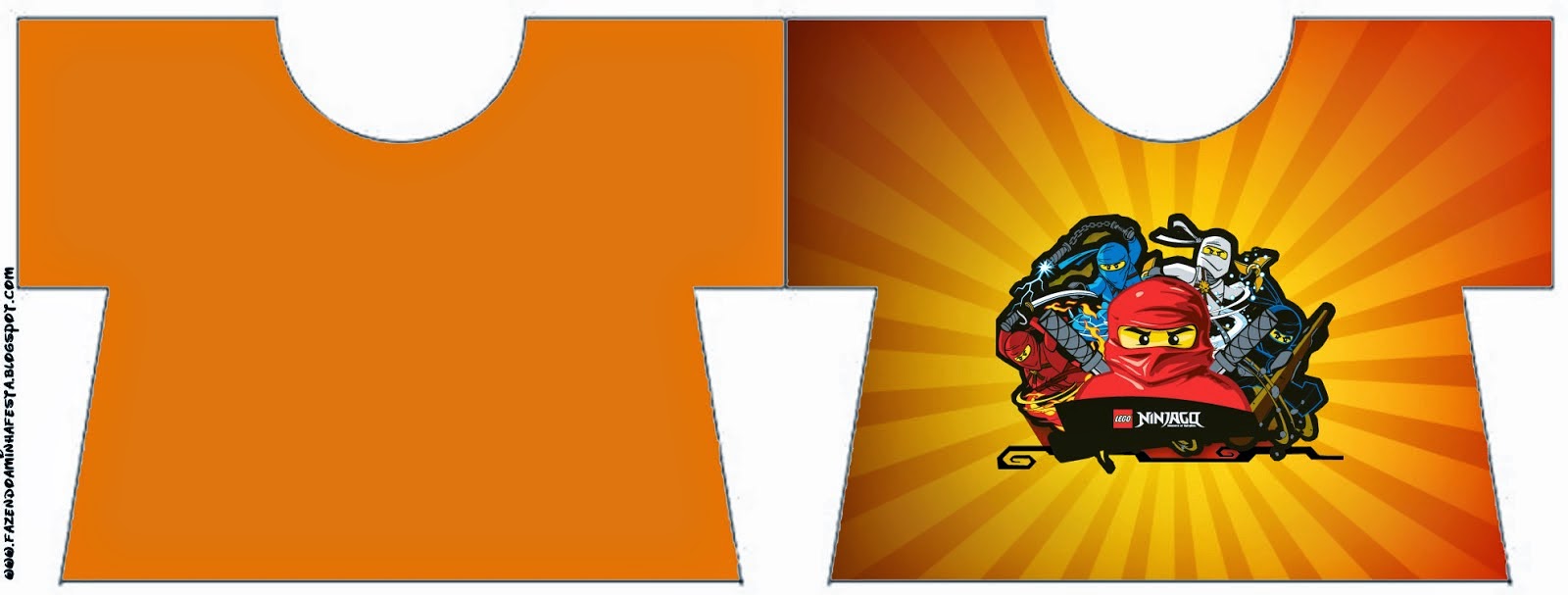 Ninjago: invitaciones, tarjetas y marcos para imprimir gratis. Tarjeta con forma de camisa de Ninjago.