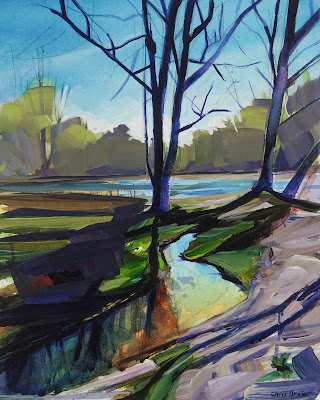 Acrylic painting of Ellicott Creek at Amherst State Park.