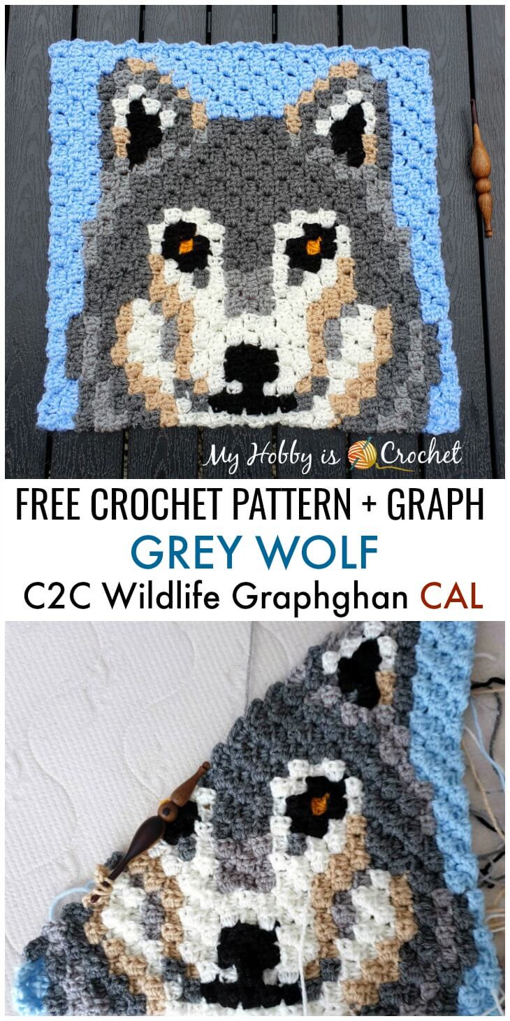 “Grey Wolf C2C Square - Free Crochet Pattern