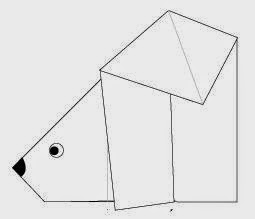 Bước 6: Vẽ mắt, vẽ mũi để hoàn thành cách xếp con gấu trúc Polar Bear bằng giấy origami đơn giản.