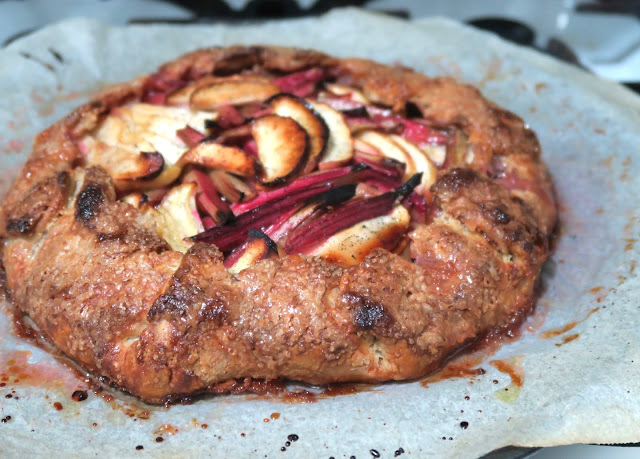 Rhubarb and Apple Galette with an all butter spelt pie crust.