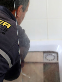 Bekir measuring for the drain Bekir measuring for the drain
