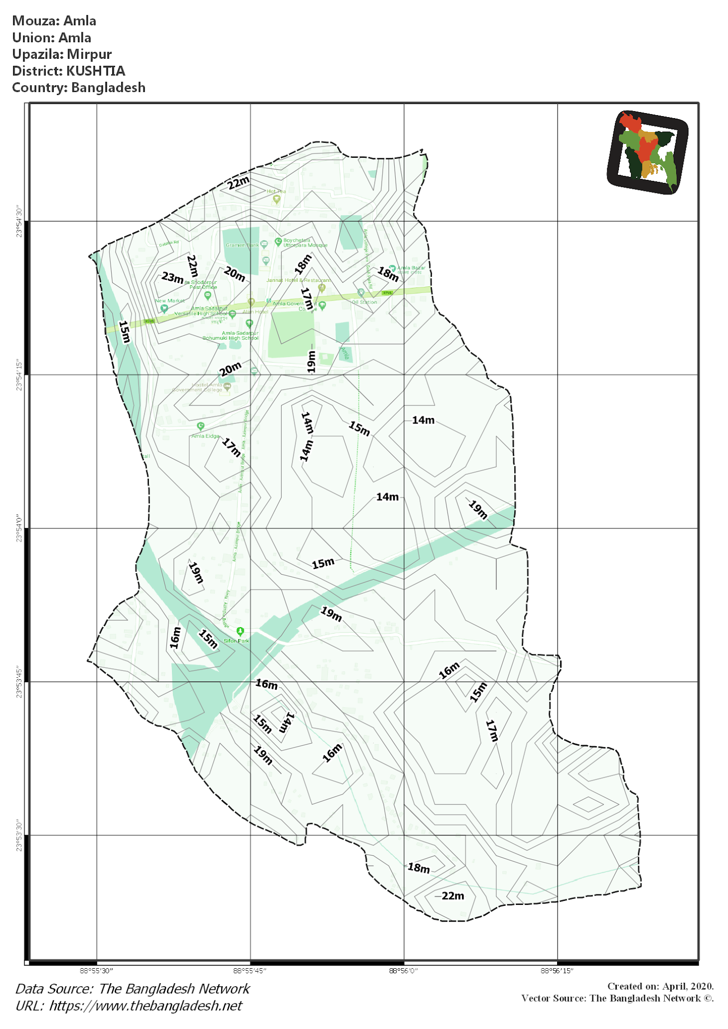Map of Amla Mouza of Mirpur Upazila, KUSHTIA Map of Amla Mouza of Mirpur Upazila, KUSHTIA, Bangladesh.