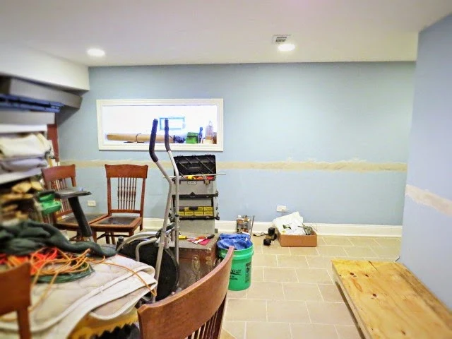 basement mess and wall patching