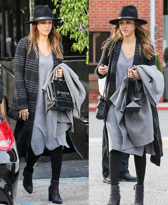 The Actress Looked Cool And Casual In Her Cashmere Boyfriend Sweater Dress 149 Www Grana Com Jessica Alba Wearing Grana The Actress Looked Cool And Casual In Her Cashmere Boyfriend Sweater Dress 149 Www Grana Com Jessica Alba Wearing Grana