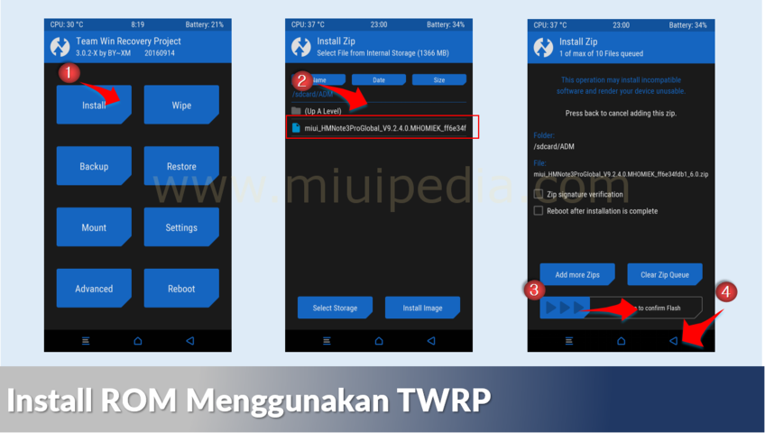 Install ROM Menggunakan TWRP Install ROM Menggunakan TWRP