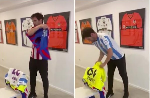 Albelda muestra una camiseta blanquiazul de Pablo Fornals en un reto