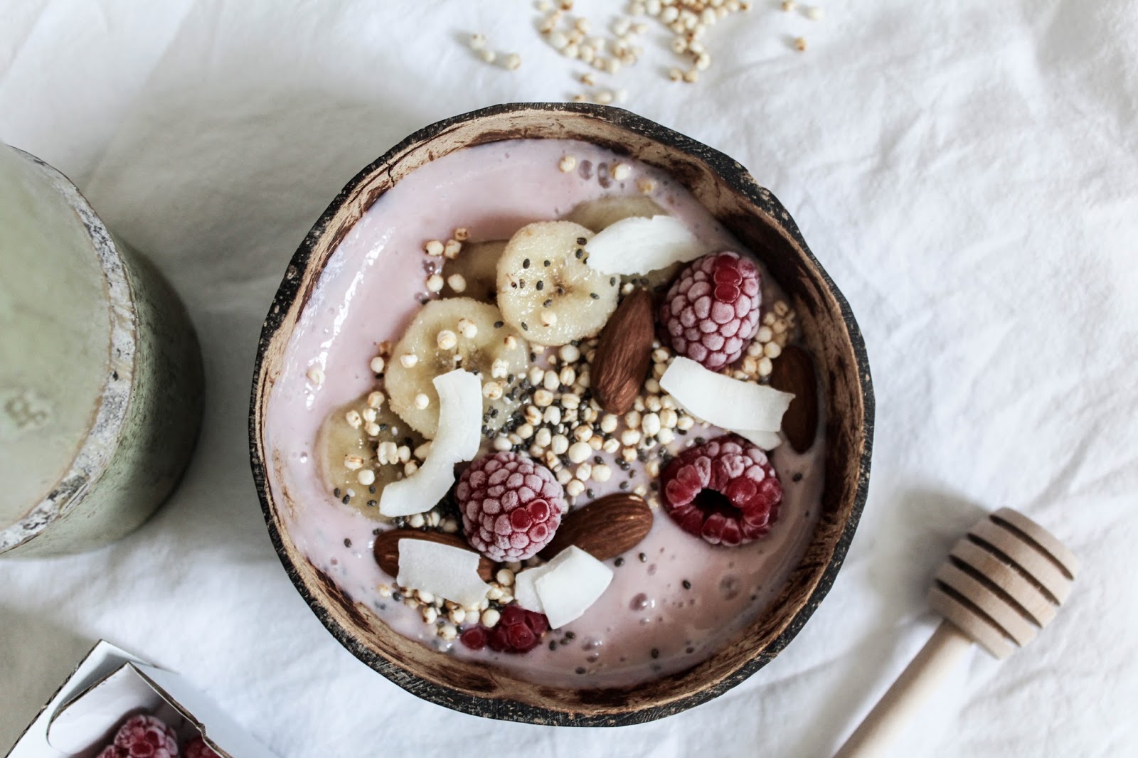 Recette smoothie bowl banane framboise