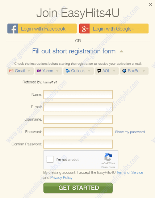 Registration procedure - Easyhits4u