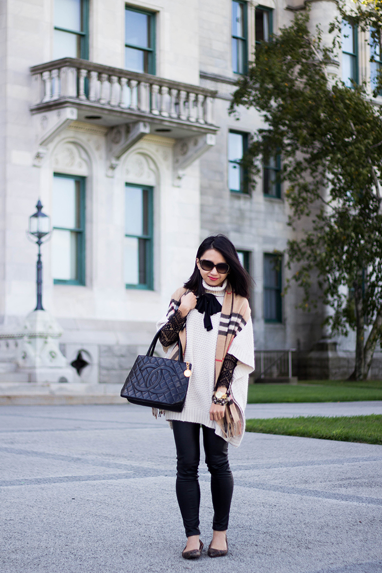 burberry giant check cashmere skinny scarf