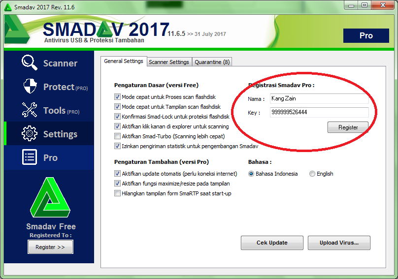 smadav pro 2017 11.6 5 registration name and key