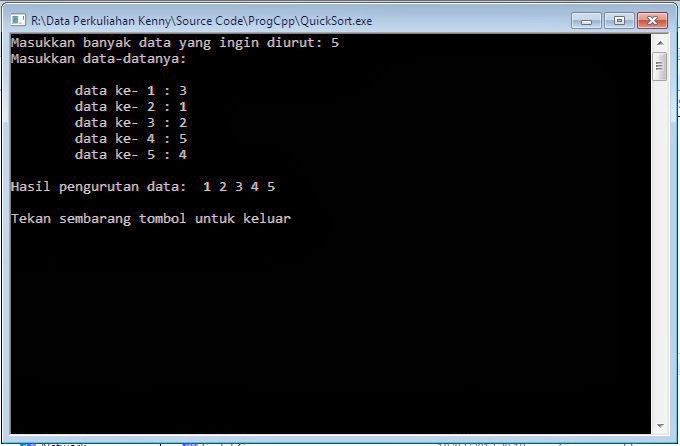Program Quick Sort Dalam Bahasa C++ - Kenny's Blog