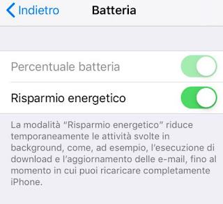 Risparmio energetico Risparmio iPhone